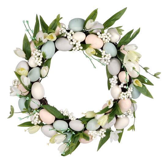 20 Blue White Wall Wreath With Easter Eggs By Ashland Michaels
